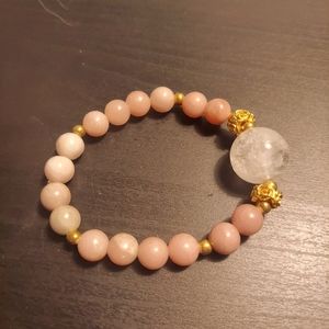 Pink Opal and Clear Quartz stretch bracelet